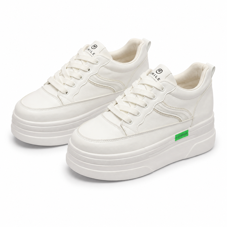 کتونی لژدار زنانه سفید مینیمال | Minimal White Platform Sneakers